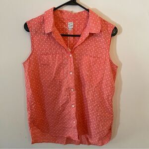 MADEWELL PEACH POLKA DOT TOP, Sz M (1013)